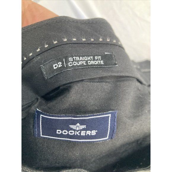 Dockers D2 Straight Fit Grey Black  Pants Men's 34x34 Pleated Dress Pants - Picture 4 of 6